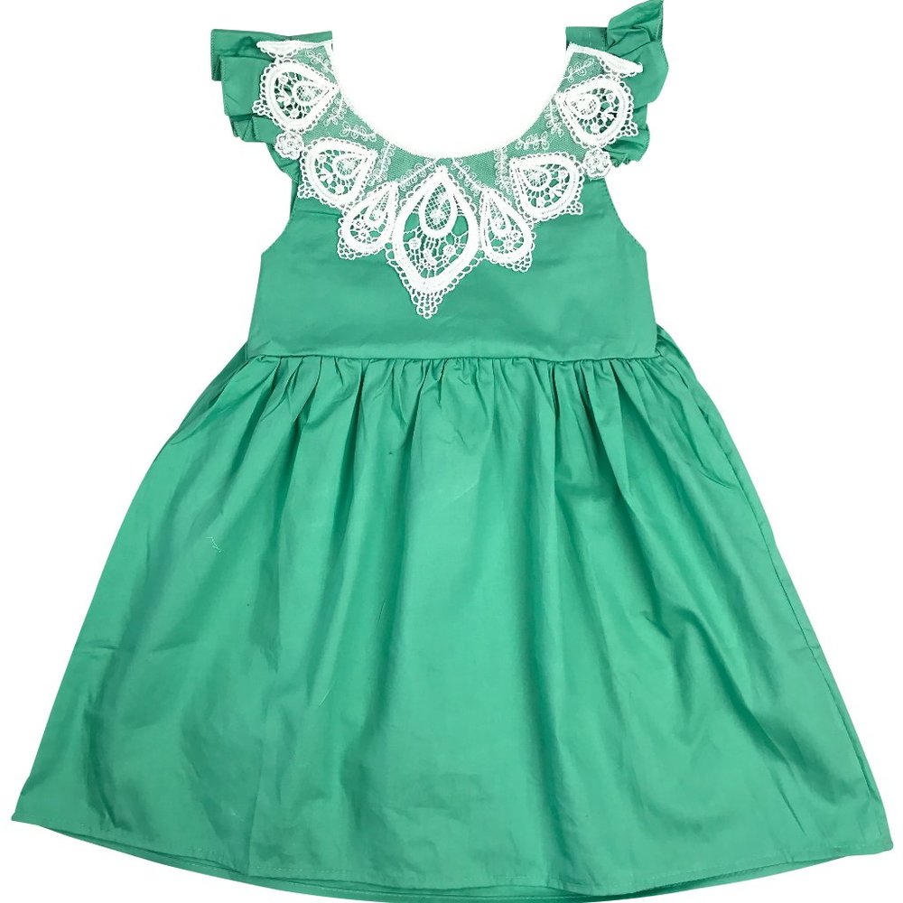 Little Girls Toddler Kids Sleeveless Lace Easter Party Birthday Girl Dress 2-8